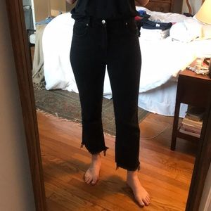 Crop flared black denim jeans